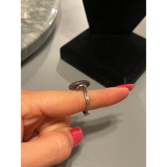 Vintage Sterling Silver Russian Natural Charoite  Purple Stone Ring - Picture 2 of 6